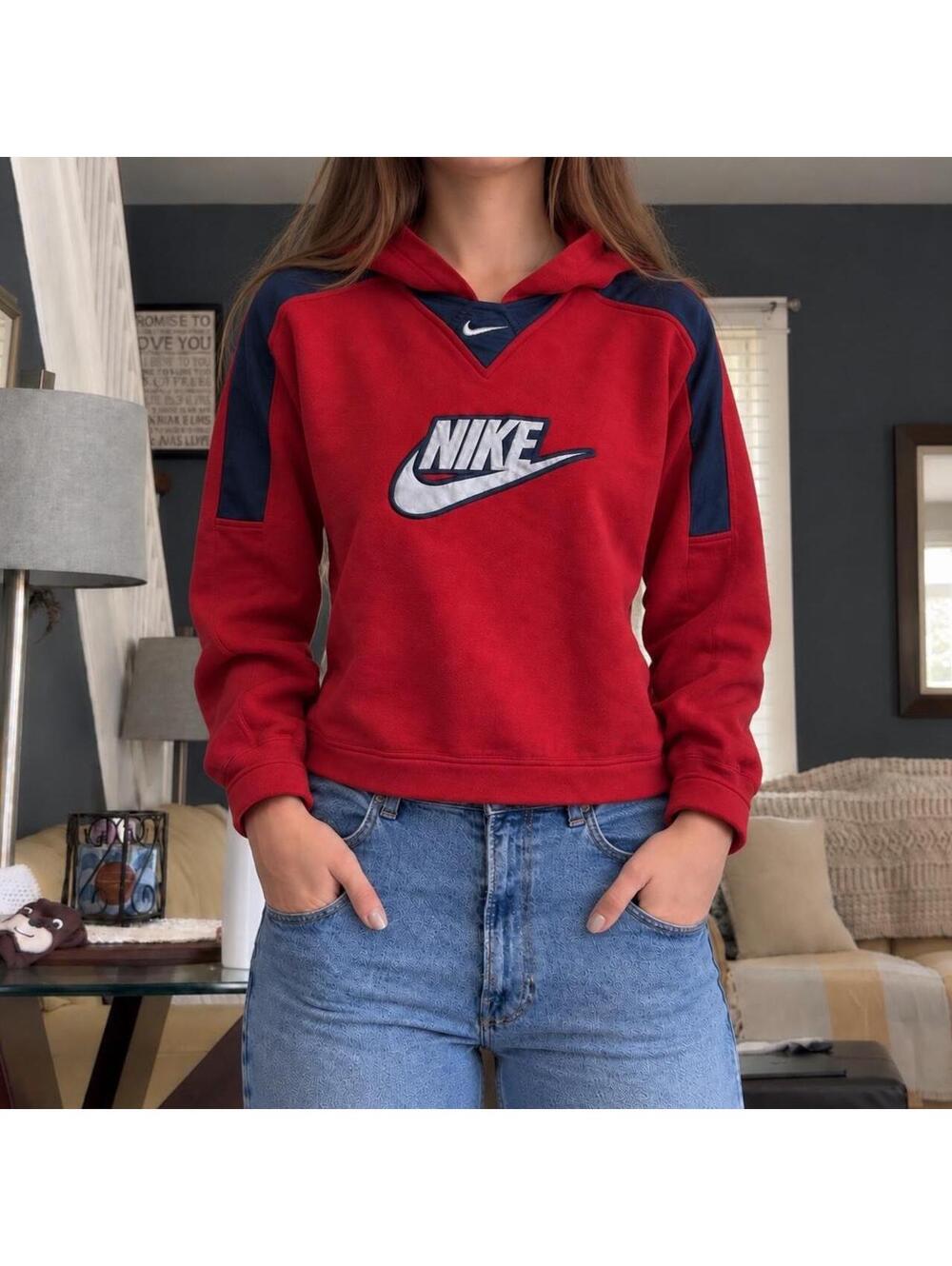 Crazy fire vintage Y2K Nike gray tag embroidered hoodie